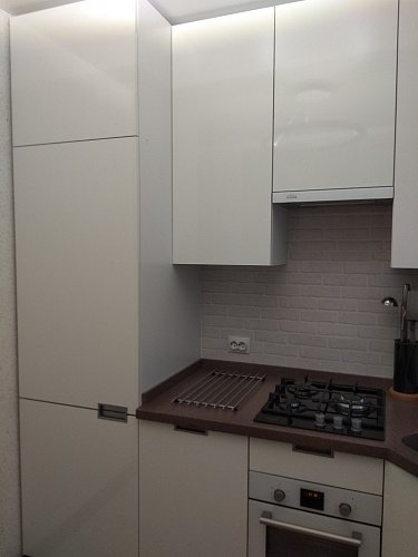 Кухня МДФ белый глянец угловая